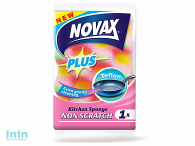 Губка кухонная для тефлона 1шт/уп NV Plus (Материал: Пенополиуретан + фибра. Цвет: Трехцветная . Размер единицы: 100 x 69 x 40 мм) (NOVAX)
