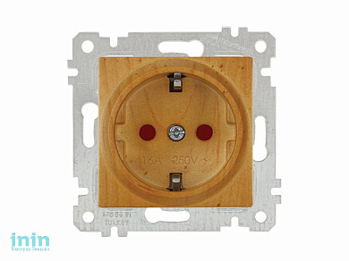 Розетка 1-ая (скрытая, без рамки, с/з, шторки) дуб, RITA, MUTLUSAN (16 A, 250 V, IP 20)