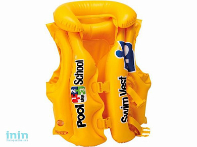 Надувной жилет для плавания Pool School Step 2, 50х47 см, INTEX (от 3 до 6 лет)