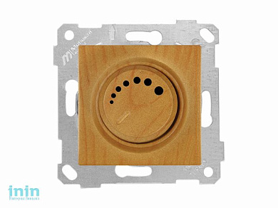 Выключатель поворотный (диммер) (скрытый, без рамки, винт. зажим, 600Вт) дуб, RITA, MUTLUSAN (220VAC, 60 - 600VA,  50 Hz, IP20)