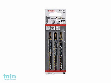 Пилка лобз. по стеклопластику/гипсокартону T141HM (3 шт.) BOSCH (пропил прямой, грубый, Carbide Technology, разведенные зубья)