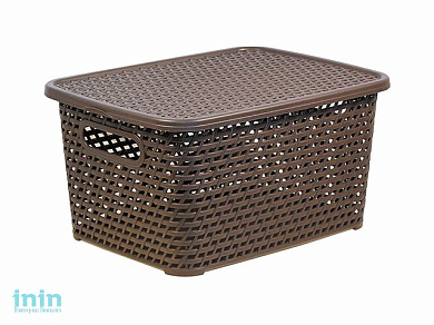 Ящик для хранения с крышкой РОТАНГ 280х185х126мм (корич.) (IDEA)