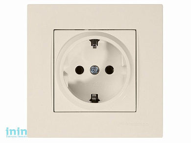 Розетка 1-ая (скрытая, с/з) кремовая, RITA, MUTLUSAN (16 A, 250 V, IP 20)
