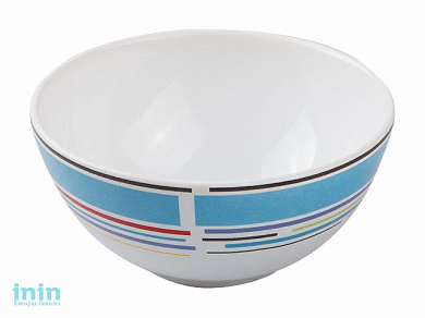 Салатник керамический, 123 мм, круглый, серия Самсун, голубая полоска, PERFECTO LINEA (Супер цена!)