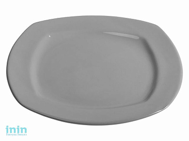 Тарелка обеденная керамическая, 275 мм, квадратная, серия Измир, серая, PERFECTO LINEA (Супер цена!)