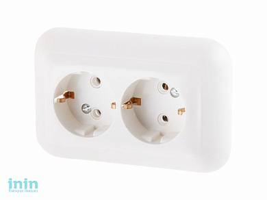 Розетка 2-ая (скрытая, с/з) белая, Эконом, Юпитер (РC16-002) (ЮПИТЕР)