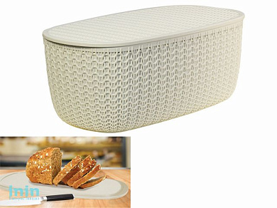 Хлебница ВЯЗАНИЕ с разделочной доской (белый) (IDEA)