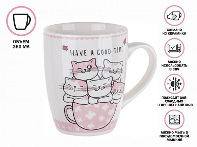 Кружка керамическая, 360 мл., ANIMAL FRIENDS-3, PERFECTO LINEA (30-063443)