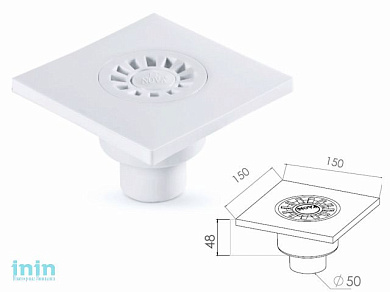 Сливной трап вертикальный D 50 решетка пласт. 150х150 мм, NOVA