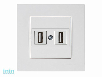 Розетка компьютерная 2хUSB (скрытая) белая, RITA, MUTLUSAN (2xUSB 2.0 port, highspeed, 480Mps, 60Mb/sec)