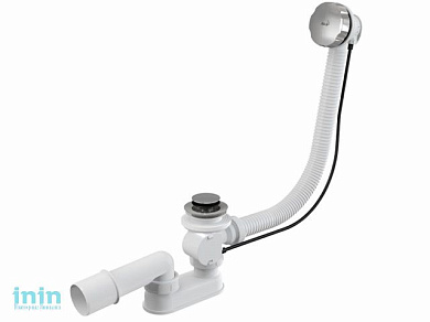 Сифон для ванны автомат комплект металл (длина 80 cм), Alcaplast (Сифон для ванны AlcaPlast A55K-80)