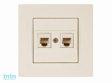 Розетка телефонная 2хRJ12 (скрытая) кремовая, RITA, MUTLUSAN