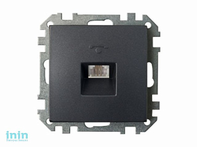 Розетка 1-ая телефонная четырехконтактная (скрытая) графит, Стиль, Bylectrica (телефонная четырехконтактная скрытой установки Гарантийный срок:24 меся