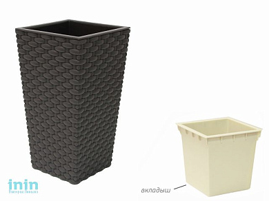 Кашпо РОТАНГ 198х198х360мм (коричневый) (IDEA)