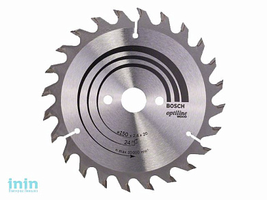 Диск пильный 150х20 мм 24 зуб. по дереву OPTILINE WOOD BOSCH (твердоспл. зуб)