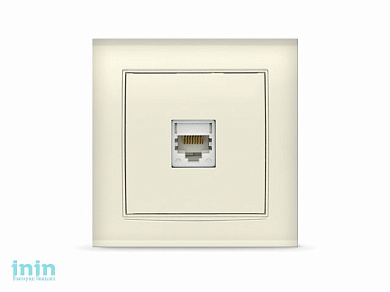 Розетка 1-ая компьютерная (скрытая) слоновая кость, Бриллиант, UNIVersal