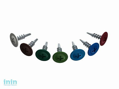 Саморез 4.2х16 мм с прессшайбой, цинк, со сверлом, RAL 3005 (50 шт в зип-локе) STARFIX (цвет винно-красный)