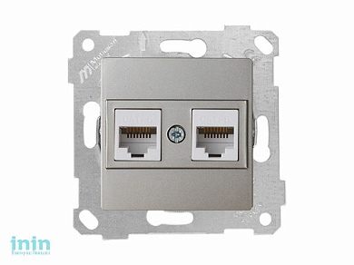Розетка компьютерная 2xRJ45 (Cat6, скрытая, без рамки) титан, RITA, MUTLUSAN