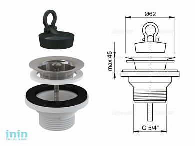 Водослив для умывальника 5/4, с нержавеющей решеткой, Alcaplast (Водослив для умывальника 5/4, с нержавеющей решеткой, Alcaplast)