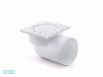 Сливной трап горизонтальный D 110 с сухим затвором, решетка пласт.150х150 мм, белый, РосТурПлас (Трап пластиковый сухой затвор 110 гор.) (РосТурПласт)