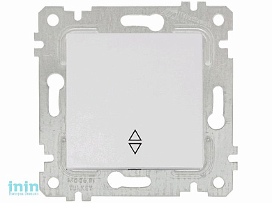 Выключатель проходной 1-клав. (скрытый, без рамки, пруж. зажим) белый, RITA, MUTLUSAN (10 A, 250 V, IP 20)