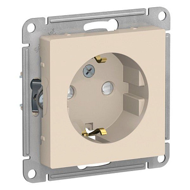 Розетка с/з со шторками Atlas Design бежевый, ATN000245