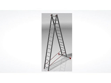 Лестница алюм. 2-х секц. 358/666/380см 2х14 ступ., 16кг NV322 Новая Высота (макс. нагрузка 150кг) (3220214)