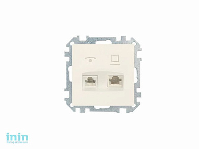 Розетка 2-ая комби телефонная+компьютерная (скрытая) бежевая, Стиль, BYLECTRICA (телефонная комбинированная для скрытой установки (полимерный суппорт)