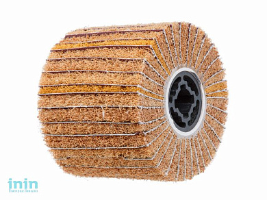 Щетка комбинированная лепестковая/нейлоновая 100х120 мм P120 WORTEX (диаметр 120 мм, ширина 100 мм, посадочный диаметр 19 мм, зерн. 120)