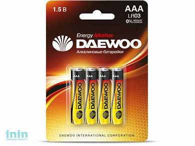 Батарейка AAA LR03 1,5V alkaline BL-4шт DAEWOO ENERGY