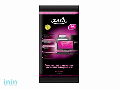 Салфетки влажные чистящие для техники, универсальные, 24 шт., ZALA (мягкая упаковка)