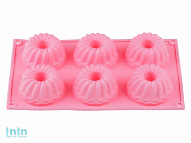 Форма для выпечки, силиконовая, прямоугольная на 6 кексов, 28.5 х 17.5 х 4 см, розов, PERFECTO LINEA