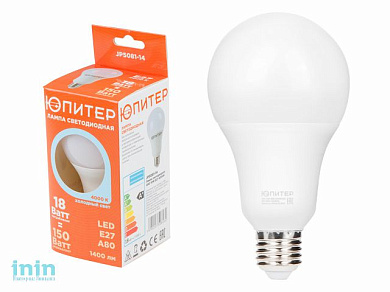 Лампа светодиодная A80 СТАНДАРТ 18 Вт 170-240В E27 4000К ЮПИТЕР (150 Вт аналог лампы накал., 1400Лм, нейтральный белый свет)