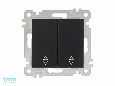 Выключатель проходной 2-клав. (скрытый, без рамки, пруж. зажим) черный, RITA, MUTLUSAN (10 A, 250 V, IP 20)