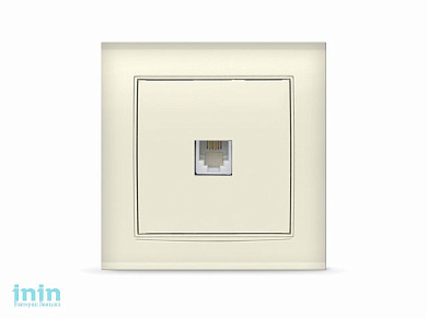 Розетка 1-ая телефонная (скрытая) слоновая кость, Бриллиант, UNIVersal