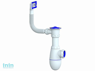 Сифон для кухни с прямоугольным переливом, Unicorn