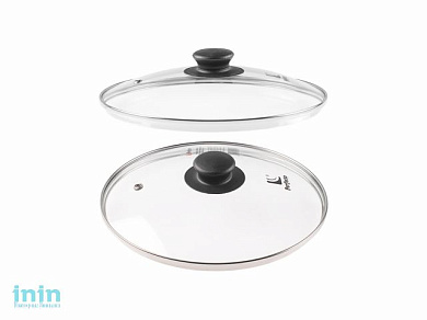 Крышка стеклянная, 200 мм, с металлическим ободом, круглая, PERFECTO LINEA (Стеклянная крышка на сковороду диаметром 20 см с паровыпуском изготовлена
