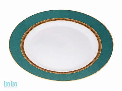 Тарелка обеденная стеклокерамическая, 275 мм, круглая, IMPRESS GREEN (Импресс грин), DIVA LA OPALA (Sovrana Collection)