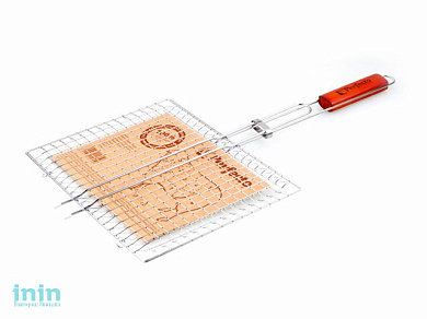 Решетка-гриль, 340x260 мм,  нержавеющая сталь, деревянная ручка, PERFECTO LINEA (Супер цена!)