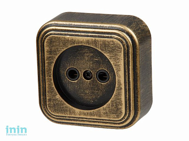 Розетка 1-ая (открытая, б/з) бронз., Стандарт, Юпитер (RA16-131-ЧБ) (ЮПИТЕР)