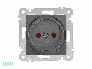 Розетка 1-ая (скрытая, без рамки, б/з, шторки) дымчатая, RITA, MUTLUSAN (16 A, 250 V, IP 20)