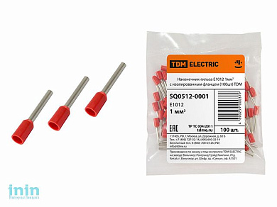 Наконечник-гильза Е1012 1мм2 с изолированным фланцем (100шт) TDM
