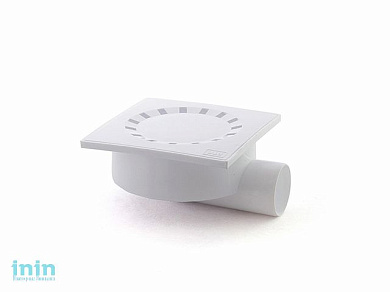 Сливной трап горизонтальный D 50 с сухим затвором, решетка пласт. 150х150 мм, белый, РосТурПлас (Трап пластиковый сухой затвор 50 гор.) (РосТурПласт)