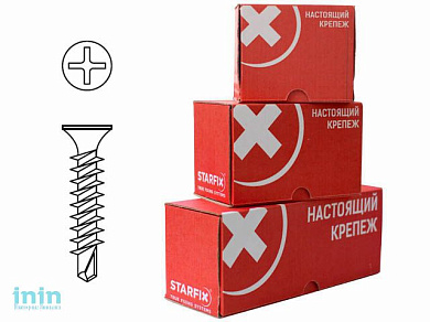 Саморез оконный 3.9х25 мм белый цинк, частая резьба, со сверлом (300 шт в карт. уп.) STARFIX