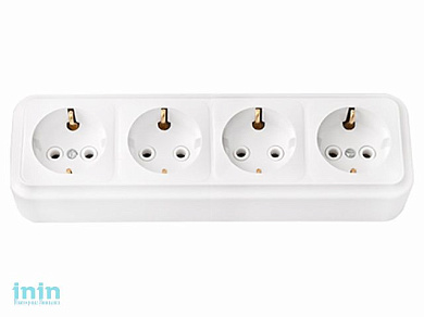 Розетка 4-ая (открытая, с/з) белая, Пралеска, Bylectrica (штепсельная четырехместная с заземляющим контактом открытой установки Гарантийный срок:24 ме