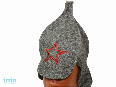 Шапка для бани "Буденовка" ТМ"Бацькина баня" из войлока (БАЦЬКИНА БАНЯ)