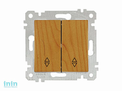 Выключатель проходной 2-клав. (скрытый, без рамки, пруж. зажим) дуб, RITA, MUTLUSAN (10 A, 250 V, IP 20)