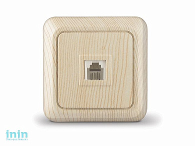 Розетка 1-ая телефонная (открытая) сосна, Олимп, UNIVersal