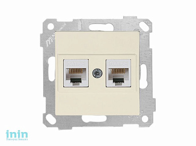 Розетка компьютерная 2xRJ45 (Cat5e, скрытая, без рамки) кремовая, RITA, MUTLUSAN