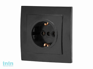 Розетка 1-ая (скрытая, с/з) черная, Стандарт, Юпитер (RS 16-133 Ч) (ЮПИТЕР)